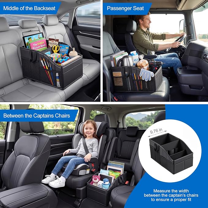 WHHMK Car Storage, Sturdy Leather Car Backseat Organizers, Support Up to 33 LB of Weight Automotive Front Seat Organizer, Floor Organizer and Storage Used for SUV Truck Toy Snack Water Bottle Holder