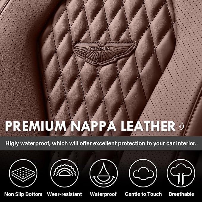 Coverado Car Seat Covers, Seat Covers Front Seats, Coffee Car Seat Cover, Waterproof Car Seat Covers, Car Seat Cushion, Front Leather Seat Protector Fit for Most Cars