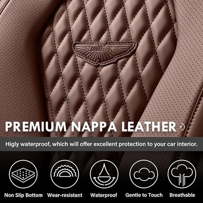 Coverado Car Seat Covers, Seat Covers Full Set, Coffee Car Seat Cover, Auto Seat Covers Front Seats Rear Seat Cover, Luxury Car Seat Cushion,Leather Seat Cover Seat Protector Universal Fit Most Cars