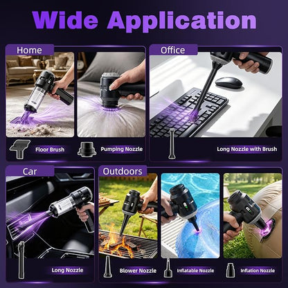 Wansimoo Handheld Car Vacuum Cleaner,25000PA Strong Cyclonic Suction Mini Vacuum Portable Cordless with Digital Display and One Touch Dust Removal for Car, Home, Office, Kitchen (Silver)