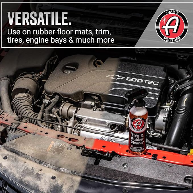 Adam's Tire & Rubber Cleaner (16 oz) - Removes Discoloration From Tires Quickly - Works Great on Tires, Rubber & Plastic Trim and Rubber Floor Mats