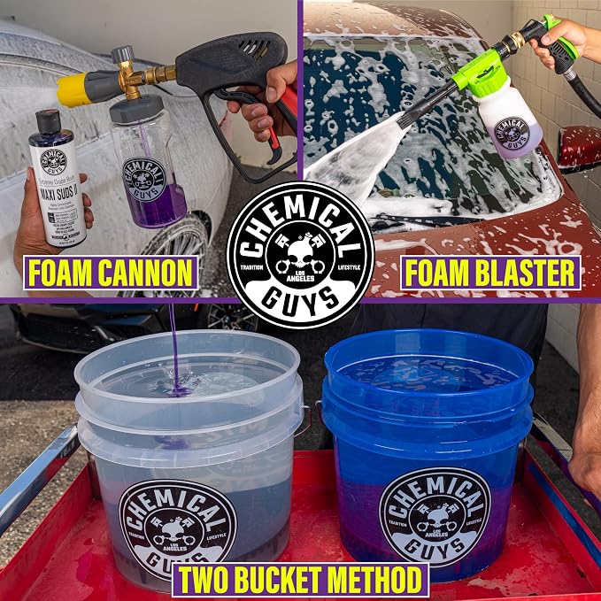 Chemical Guys CWS/1010/64 Maxi-Suds II Foaming Car Wash Soap (Works with Foam Cannons, Foam Guns or Bucket Washes) Safe for Cars, Trucks, Motorcycles, RVs & More, 64 fl. Oz (Half Gallon), Grape Scent