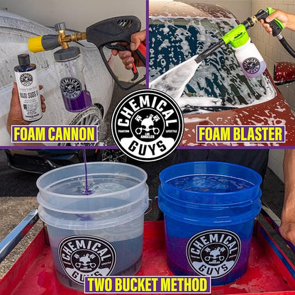 Chemical Guys CWS/1010/64 Maxi-Suds II Foaming Car Wash Soap (Works with Foam Cannons, Foam Guns or Bucket Washes) Safe for Cars, Trucks, Motorcycles, RVs & More, 64 fl. Oz (Half Gallon), Grape Scent