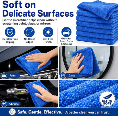 Shimeyao 30 Pcs 16 x 16 Inch Microfiber Towels for Cars, 500 GSM Edgeless Plush Car Detailing Towels, Lint Free Scratch Free Cleaning Cloths for Drying, Washing, Polishing, Waxing, Home (Dark Blue)