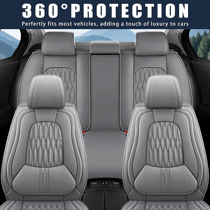 WELLDO Car Seat Covers, 5 Seats, Gray, w02 | Waterproof, Scratch-Resistant, Breathable & Easy to Clean, Universal Fit for SUV Sedan Truck, Full Set