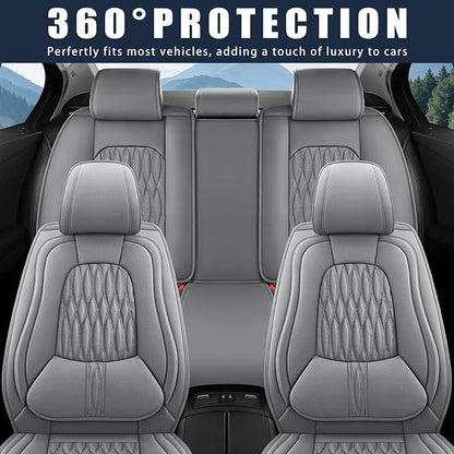 WELLDO Car Seat Covers, 5 Seats, Gray, w02 | Waterproof, Scratch-Resistant, Breathable & Easy to Clean, Universal Fit for SUV Sedan Truck, Full Set