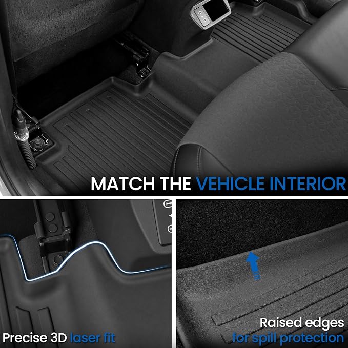 Floor Mats Set for 2024-2026 Kia Seltos Without Subwoofer, All Weather TPE Floor Liners Trunk Mat Cargo Liner with Backrest Mat Accessories