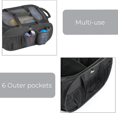 Smart Design Pop Up Trunk Organizer w/ Easy Carry Handles, Side Pockets, & Zipper Top - 23 Inch - Durable Fabric Collapsible Design - Home Organization (Holds 50 lbs.) [Black]
