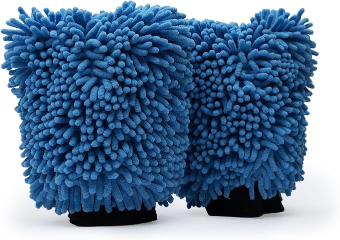 S.M. Arnold 2-Pack Ultra-Soft Microfiber Chenille Wash Mitts, High Absorbency, Ideal for Car Detailing & Home Cleaning, Scratch-Free, Durable, Reusable - Perfect for Professional & DIY Use