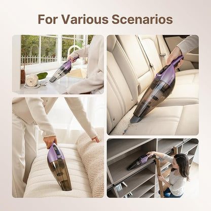 Shop-Vac S1 12V Handheld Vacuum Cordless, Dual-Speed Powerful Portable Car Vacuum Rechargeable, Wall-Mounted Lightweight Hand Vacuum for Home & Car, LED Illumination, HEPA Filter, Purple