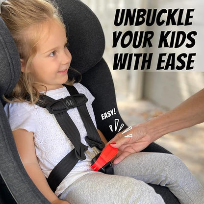 UnbuckleMe Car Seat Buckle Release Tool - Easy Opener Aid for Arthritis, Long Nails, Older Kids - Button Pusher for Infant, Toddler, Convertible 5 pt Harness car Seats - As Seen on Shark Tank (Red)