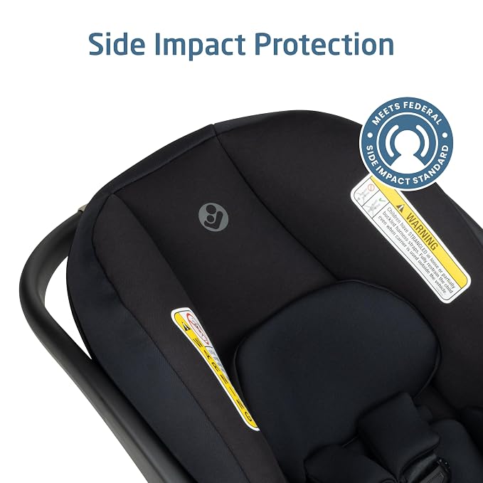 Maxi-Cosi Mico Pro Baby Infant Car Seat with Base, Ventilated Chair, Soft Headrest Pad, Easy-Install Latch, Adjustable Belt Guide, 3-Position Base, Stroller-Ready, 4-30 lbs, up to 32 in, Sea Shadow