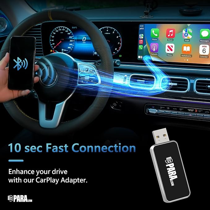 Wireless CarPlay Adapter 2026 Upgrade for Apple iPhone iOS 10+ & Cars from 2015+, Converts Factory Wired to Wireless CarPlay Dongle Plug & Play