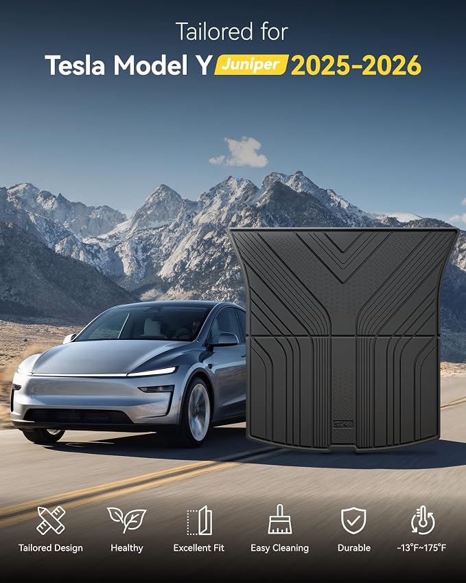 3W Cargo Mats for 2025 2026 Tesla Model Y Juniper Premium/Performance, Front & Rear Trunk Mats Cargo Liners Anti-Slip TPE All Weather Accessories Vigormold™ (NOT for Standard)