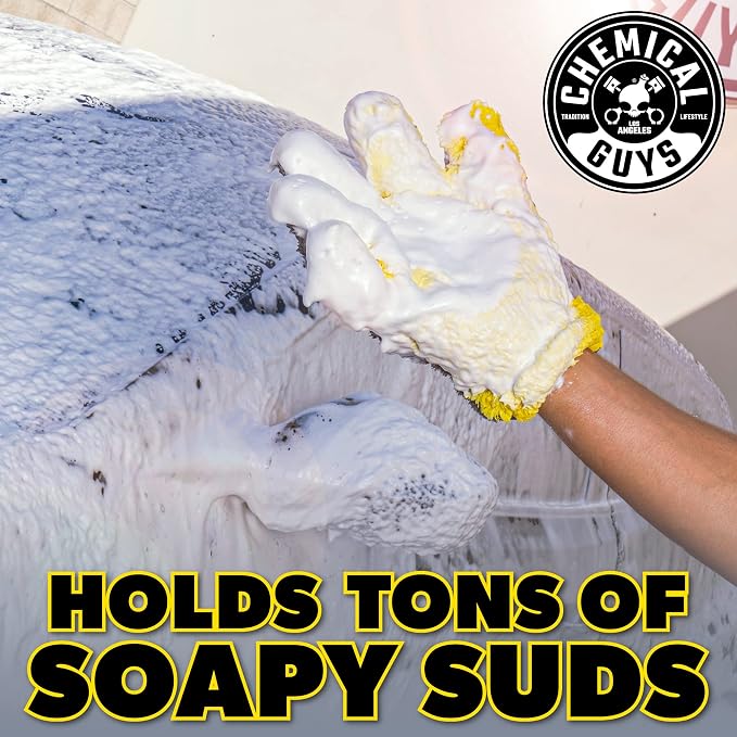 Chemical Guys MIC510 The Stranger Helpful Handy Car Wash Mitt - Yellow, Microfiber Towels for Detailing, Holds Tons of Soapy Suds, Flexible - Perfect for Car Cleaning (Pack of 12)