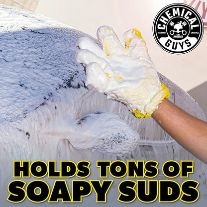 Chemical Guys The Stranger Double Sided Mitt Yellow/Black 2 Pack - Versatile Car Wash and Detailing Mitt with Scratch-Free Microfiber Cleaning (MIC51002)