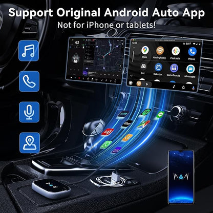 Wireless Auto Adapter, Wireless Carplay Adapter, Latest NFC Touchscreen Connectivity, Plug-and-Play for Android Devices (Android 11 and Above)