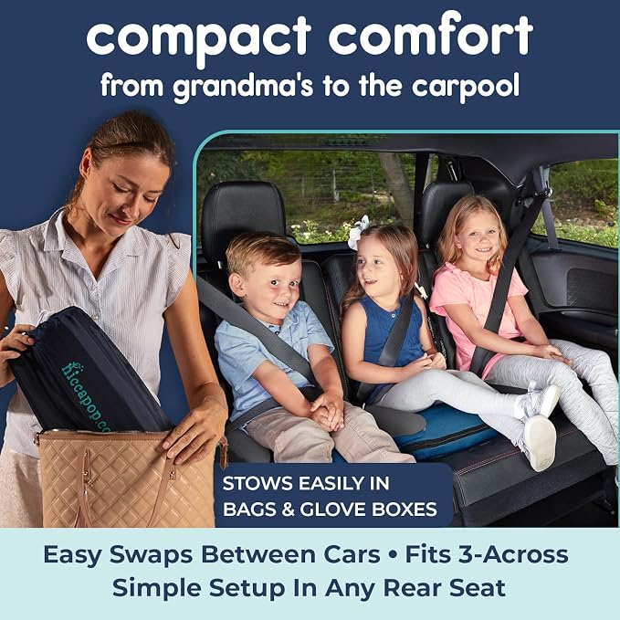 Hiccapop UberBoost Inflatable Backless Booster Seat for Kids, Portable Travel Car Seat | Ocean Steel Blue