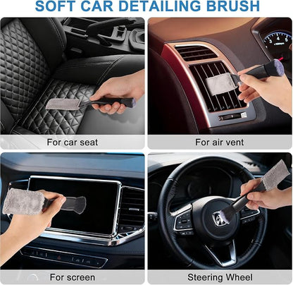 Car Detailing Brush Kit with Detail Brushes,Car Interior Detailing Brushe,Car Dust Brush,Cleaning Gel,Car Interior Cleaning Tool for Truck SUV Car Accessories