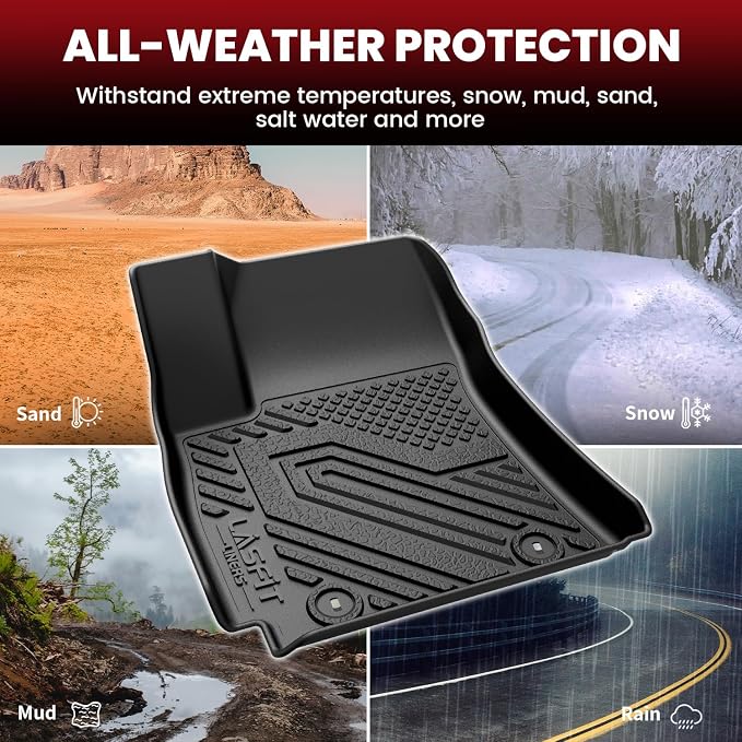 LASFIT Floor Mats & Cargo Mat Fits for Hyundai Kona 2026 2025 2024 (Not Fit Kona EV), All Weather TPE Custom Fit Floor Liners with Full Set Car Mats & Trunk Mats Accessories, Black