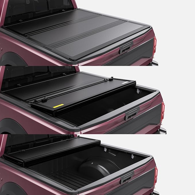 OEDRO Low-Profile Hard Tri-Fold Tonneau Cover Compatible with Dodge Ram 1500 New Body 2019 2020 2021 2022 2023 2024 2025 2026 6.4ft Bed Without Rambox, One-Handed Quick Release, Drainage Design