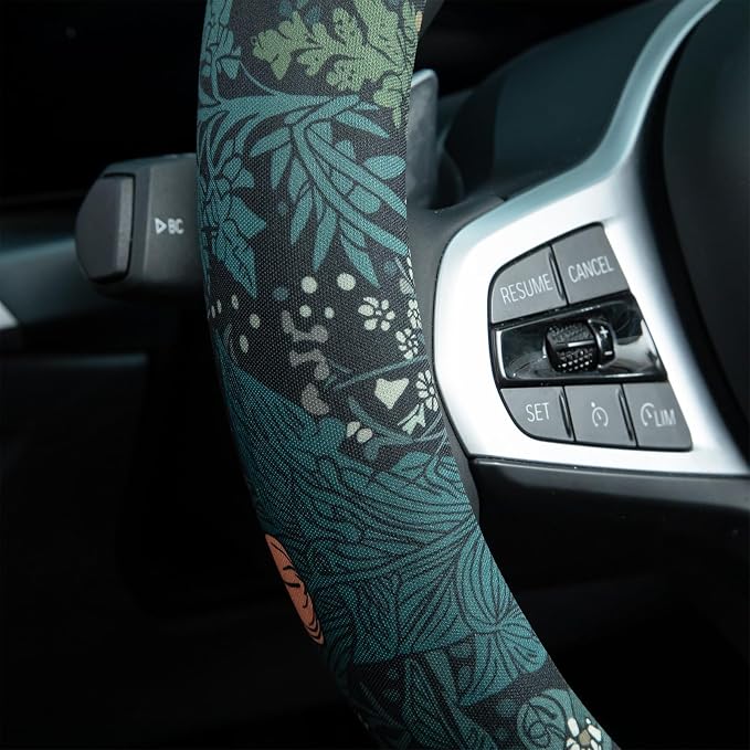 Dark Cottagecore Floral Steering Wheel Cover Auto Steering Wheel Protector, Anti-Slip, Breathable, Absorbing Sweat, Universal Floral Car Accessories 14.5–15 inch,Fit for Most Car, Trucks, SUV