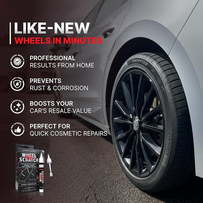 Wheel Scratch Fix® Gray Touch Up Paint for Cars - DIY Alloy Wheel Repair Kit, Curb Rash Remover with Fast-Drying Pen - Long-Lasting OEM Finish Car Rim Paint for Scuffs and Chips at Home (Anthracite)