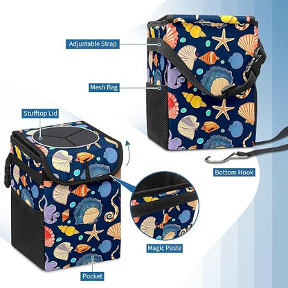 Car Trash Can – Multi-Purpose, Lightweight and Portable with Durable Water-Resistant Coating, No Installation Required, Practical and Ample Capacity, Variety of Colors.Conch Shell