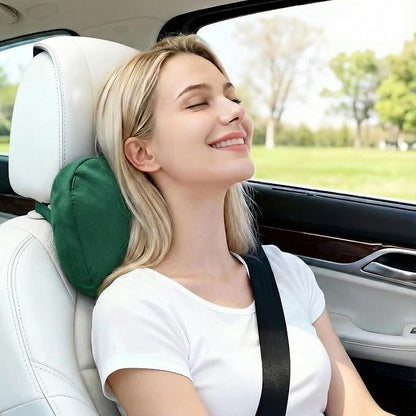 2PCS Car Pillow for Car Neck Pillow for Driving Seat Neck Support Soft Cushion Back Support Head-Rests for Vehicle Sleeping with Elastic Adjustment Strap (Green, Head)