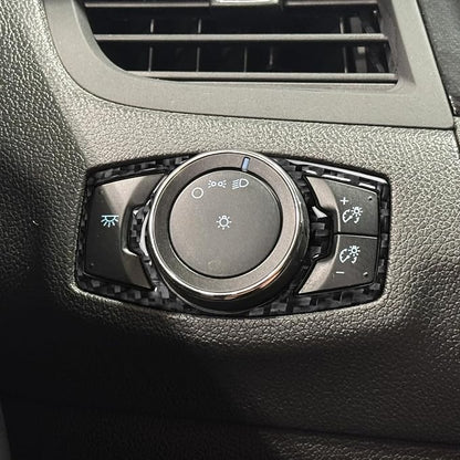 Premium Carbon Fiber Compatible with Ford Edge 2011-2014 2012 2013 SEL/Limited/SE/Sport Accessories Car Headlight Control Switch Knob Trim Frame Cover Interior Trim Sticker Decal Black 2PCS