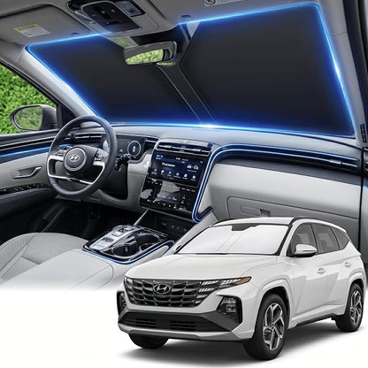 for Hyundai Tucson 2022 2023 2024 2025 2026 Windshield Sun Shade Front Window Shade Custom Fit Tucson Accessories Sun Visor Foldable Shade Blocks UV Rays Summer Must Have Car Accessories