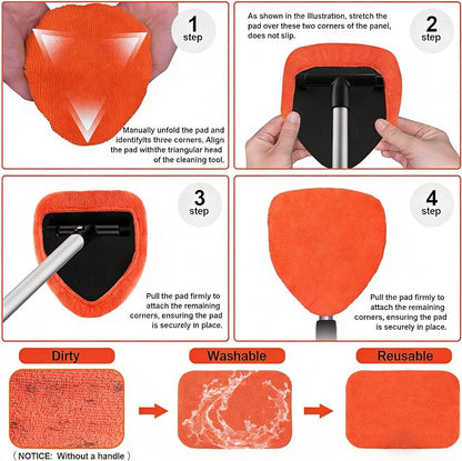 XINDELL 5 Pack Windshield Cleaner Microfiber Pads – Replacement Heads Cover for Xindell Tools. Washable & Reusable 5.7" W Triangle Pads (Red). Fits Window Reach Tool - Handle Not Included