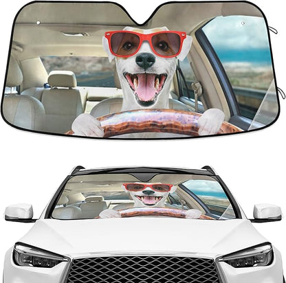 Funny Dog Windshield Sun Shade Basset Hound Car Shade Blocks UV Rays Visor Protector Accordion Folding Sun Reflector Auto Sunshade for Truck SUV to Keep Your Vehicle Cool