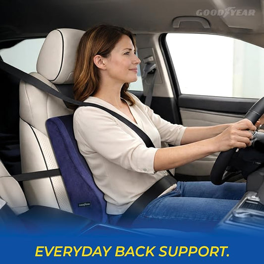 Ergonomic Lumbar Support Pillow for Office Chair and Car Seat - Memory Foam Back Support Lumbar Pillow, Premium Cushion Chair Support for Lower Back Pain Relief and Versatile Use - Black (Blue)