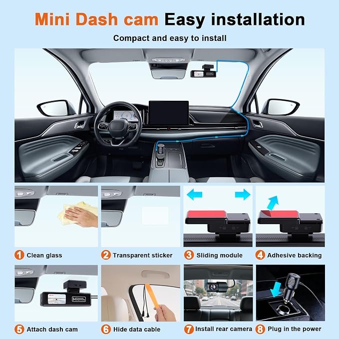 4K Dash Cam Front and Rear,with “Apple Find My” Function, 5.8GHz WiFi Dash Camera for Cars,WDR Night Vision Technology, 170° Wide-Angle Shooting and 24-Hour Parking Monitoring Mode.(V703)
