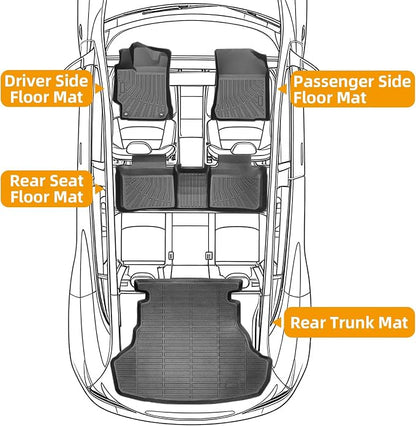 Floor Mats for Toyota Camry 2012 2013 2014 2015 2016 2017, Custom Fit Camry LE SE XLE XSE Hybrid LE SE XLE, 1st & 2nd & Cargo Liner, TPE Anti-Slip Waterproof 2012 Camry Floor Mats Car Accessories