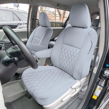 FH Group Custom Fit Car Seat Covers Specifically Made for 2011-2020 Toyota Sienna 7-8 Seater with Ultraflex Neoprene Water Resistant Automotive Seat Covers - Front Set Solid Gray