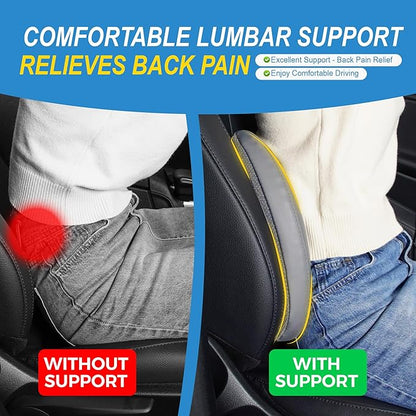 Lofty Aim Memory Foam Lumbar Support Cushion Relieves Lower Back Pain for Car, Office Chair, and Wheelchair Use, 4D Mesh Cover, Gray