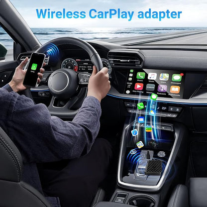 Apple CarPlay Wireless Adapter, Convert Wired CarPlay to Wireless, Bluetooth CarPlay Adapter for iPhone, Auto Connect Plug & Play Supports USB-A & USB-C, Compatible with 2016+ Cars & iOS 10+, Black