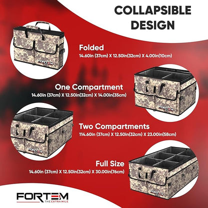 FORTEM Trunk Organizer For SUV Car Trunk Organizer, Foldable Storage, Car Accessories for Women Men, Collapsible Bag, 600D Oxford, Non Slip Bottom, Straps, Soft Cover (85L)