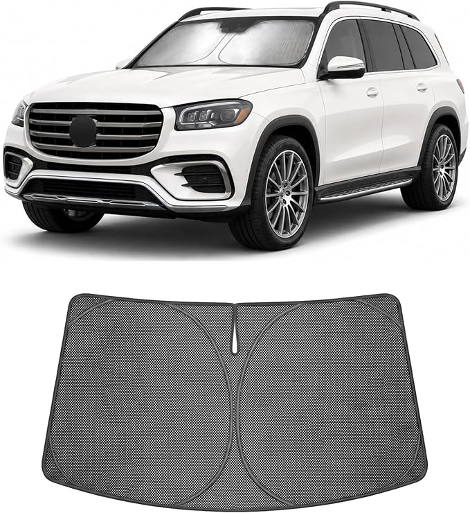 Proadsy Windshield Sun Shade Custom Fit Mercedes-Benz GLS-Class SUV 2020-2026 Ice Crystal Black Front Window Sunshade UV and Heat Blocker Keeps Car Cooler for Summer Parking and Daily Use