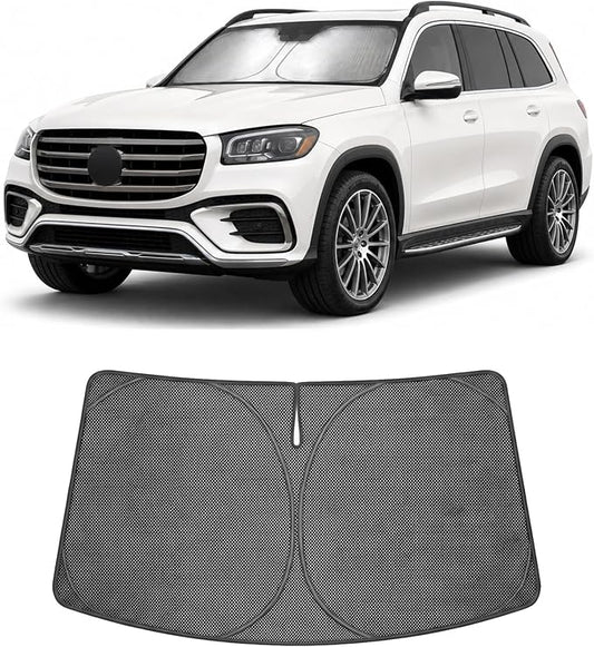 Proadsy Windshield Sun Shade Custom Fit Mercedes-Benz GLS-Class SUV 2020-2026 Ice Crystal Black Front Window Sunshade UV and Heat Blocker Keeps Car Cooler for Summer Parking and Daily Use