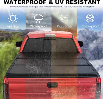 MOSTPLUS Tri-Fold Hard Truck Bed Tonneau Cover On Top Compatible with 2022 2023 2024 2025 2026Ford Maverick Bed 3 Fold Fleetside (4.5 FT Feet Bed-54.4 inch