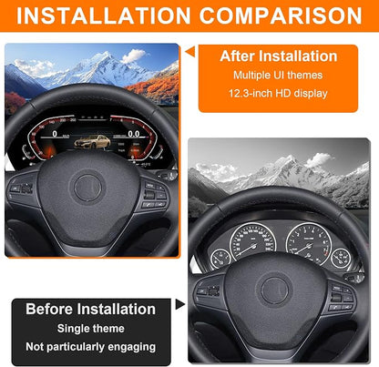 Digital Cluster for BMW F30 F36 2013-2020，12.3 inch Linux System Original Modern Car Odometer Information Head up Display Electronic Gauge Speedometer Instrument Dashboard Screen