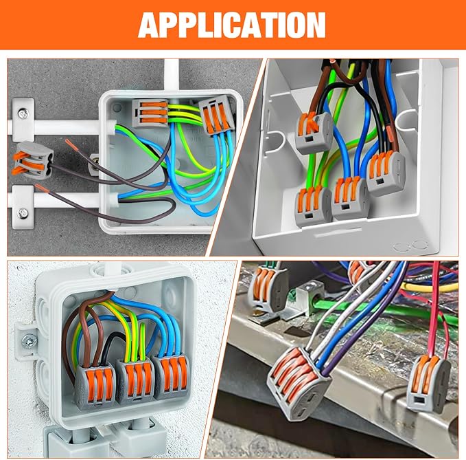Nilight 115PCS Lever Wire Connectors Nuts Kit 28-12AWG Inline Electrical Terminal 2 3 4 5 Port Assortment Quick Disconnect Push in Wires Connectors for Solid Stranded Wiring Projects
