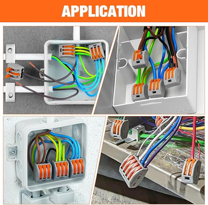 Nilight 115PCS Lever Wire Connectors Nuts Kit 28-12AWG Inline Electrical Terminal 2 3 4 5 Port Assortment Quick Disconnect Push in Wires Connectors for Solid Stranded Wiring Projects