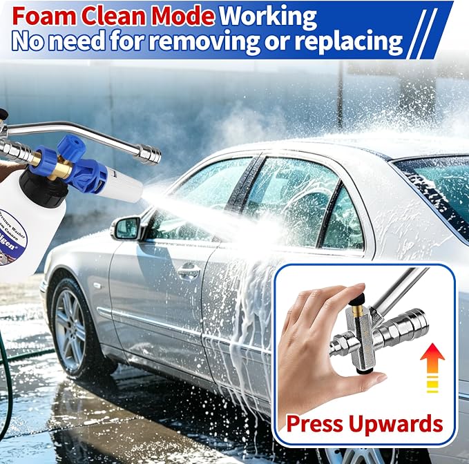 Boltigen Foam Cannon Dual Connector Accessory, 1/4" Quick Connect Switch Double Tip Attachment, Pressure Washer Extension Wand Accessory Kit, with 7 Pressure Washer Nozzle Tips, 4000 PSI