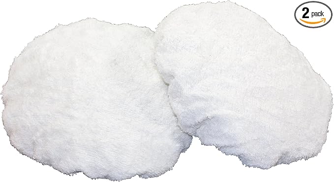 WEN 6010A42 Terry Cloth Polishing Bonnets, Cotton, 6-Inch, 2-Pack, White