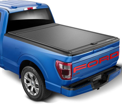 Retractable Hard Tonneau Cover Fit 2015-2026 Ford F-150 6.5 Ft Truck Bed | Lockable Waterproof Anti-theft Aluminum Auto-Recoil xl stx xlt lariat king ranch platinum limited Flowkottu