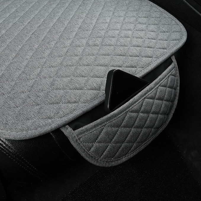 West Llama Linen Car Seat Covers,Bottom Seat Covers for Cars Include 1 Pair Front Driver Seat Pad Mat and 1 Rear Bench Cover Universal Fits 90% Vehicles,SUVs,Cars,Sedans(3Piece-Gray)